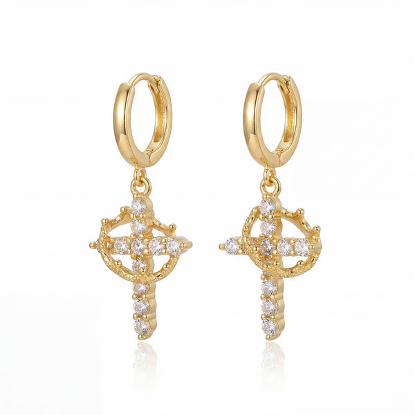 Divina Kolczyki Krzyż z Koroną